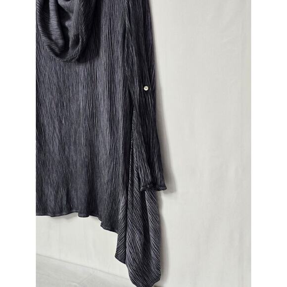 Soft Surroundings Blue Asymmetrical Gauze Tunic Top Cowl Neck Petite Large EUC - Picture 3 of 7